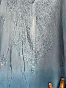 Blue Ombre Lucknowi Chikankari Kurta