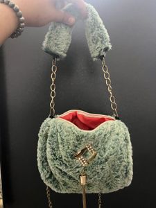 Fuzzy Green Chain Bag