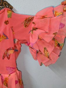 Pink Butterfly Print Dress