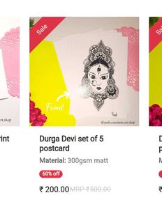 Durga Devi Illustrated Postcards (Set of 5)