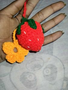 Strawberry Crochet key chain
