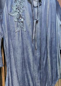 Blue Embroidered Top