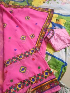 Rose Pink Saree With Blouse