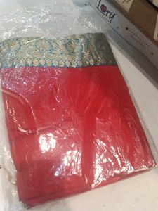 Red &amp; Gold Embellished Saree