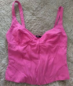 🎀 Hot Pink Zara Corset Crop Top 🎀