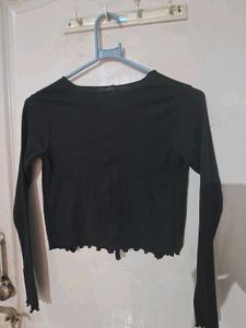 Black Tie Front Crop Top