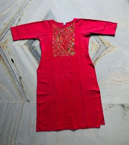 Pink Colour Embroidered Kurta