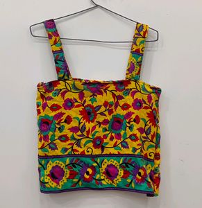 New Ethnic Crop Top Women Printed Beautiful