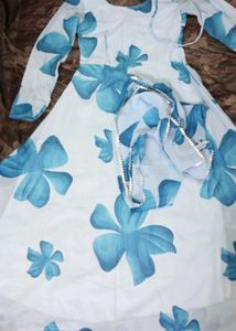 New/Unused Blue Georgette Gown With Dupatta