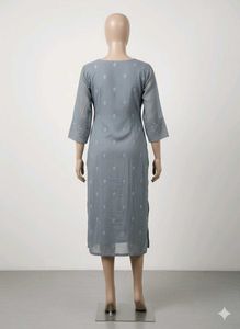 Elegant Grey Embroidered Kurta