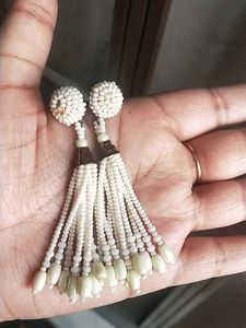 White Bead Earrings