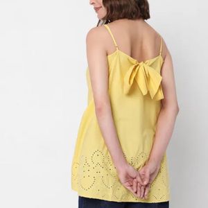 VERO MODA Yellow Embroidered Tank Top