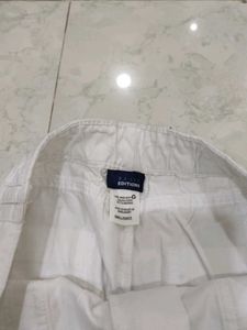White Cargo Capri Pants