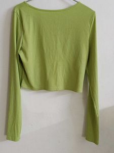 Green Cutout Crop Top