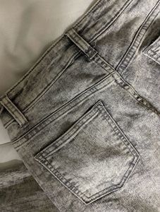 Y2K Grey Charcoal Distressed Ripped Jeans