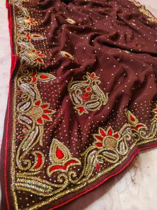 daimond work Georgette saree with blouse 😍