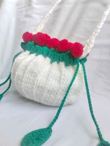 Crochet Drawstring sling bag