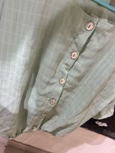 Mint Green Button-Up Crop Top