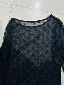 Zara Black Mesh Star Top