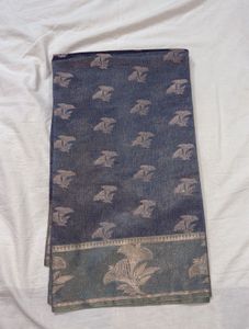 Greyish Blue Banarasi Fabric