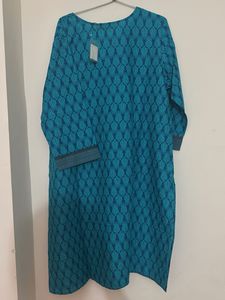 Blue Leaf Print Kurti