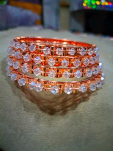 Premium Gold-Plated Stone Bangles (Set of 6)
