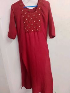 Maroon Embellished Kurti