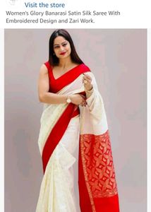 BEAUTIFUL RED WHITE SAREE