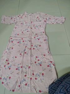 Pink Floral Kurta Office Wear