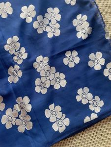Blue And White Floral Print Saree