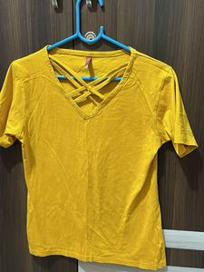 Cute Yellow V-Neck Top