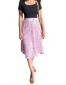 Floral Midi Pleated Skirt