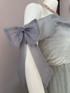Greyish blue off shoulder with golden shimmer