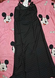 Shein Party Slit Polka-Dot Pattern Maxi Sheath