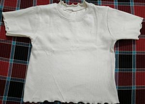 White Ruffle Trim Tee