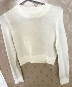 H&amp;M Cream Knit Cropped Sweater