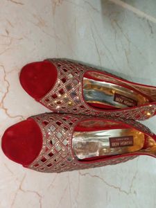 Red Embellished Flats