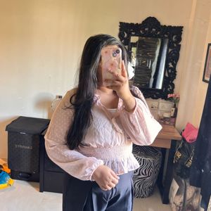 Baby pink Top with cinched waist
