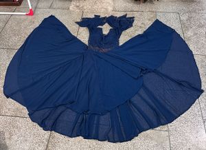 Elegant Blue Ethnic Gown Shrara Fancy Dress