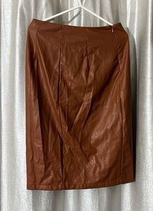 Brown Faux Leather Skirt