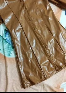 Chic Brown Faux Leather Mini Dress(Unused)