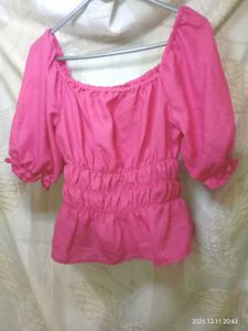 Pink Puff Sleeve Top