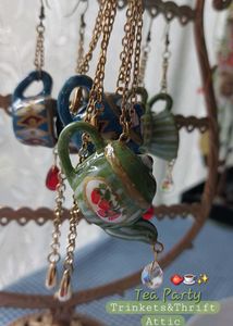 Handmade Teapot &amp; cup set Dangle Necklace/Earring