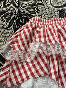 Red Gingham Ruffle Mini Skirt