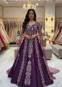 Elegant Purple Embroidered Gown
