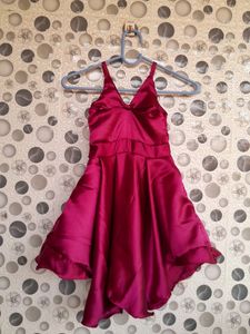 Brand New Very Beautiful Wine Colour Party Gown For Girls 2 To 4 Years