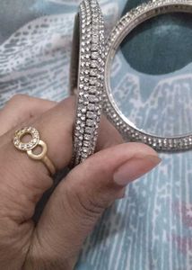 Sparkling Silver Bangles (Set of 2)