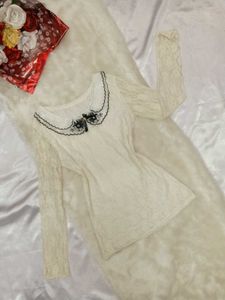 🖤🤍Lace Collar Top🤍🖤