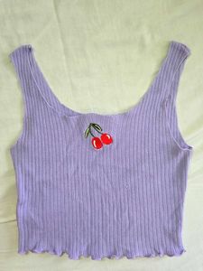 Cute Cherry Embroidered Tank Top