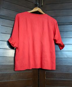 BestiBelli Women Red Sequin Embroidery Printed Top